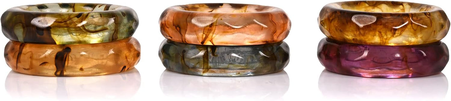 Resin Napkin Rings, Set of 12, Spring Color Epoxy Holders | Epoxy resin, glossy finish, 2.5x2.5x0.5in, fits cloth