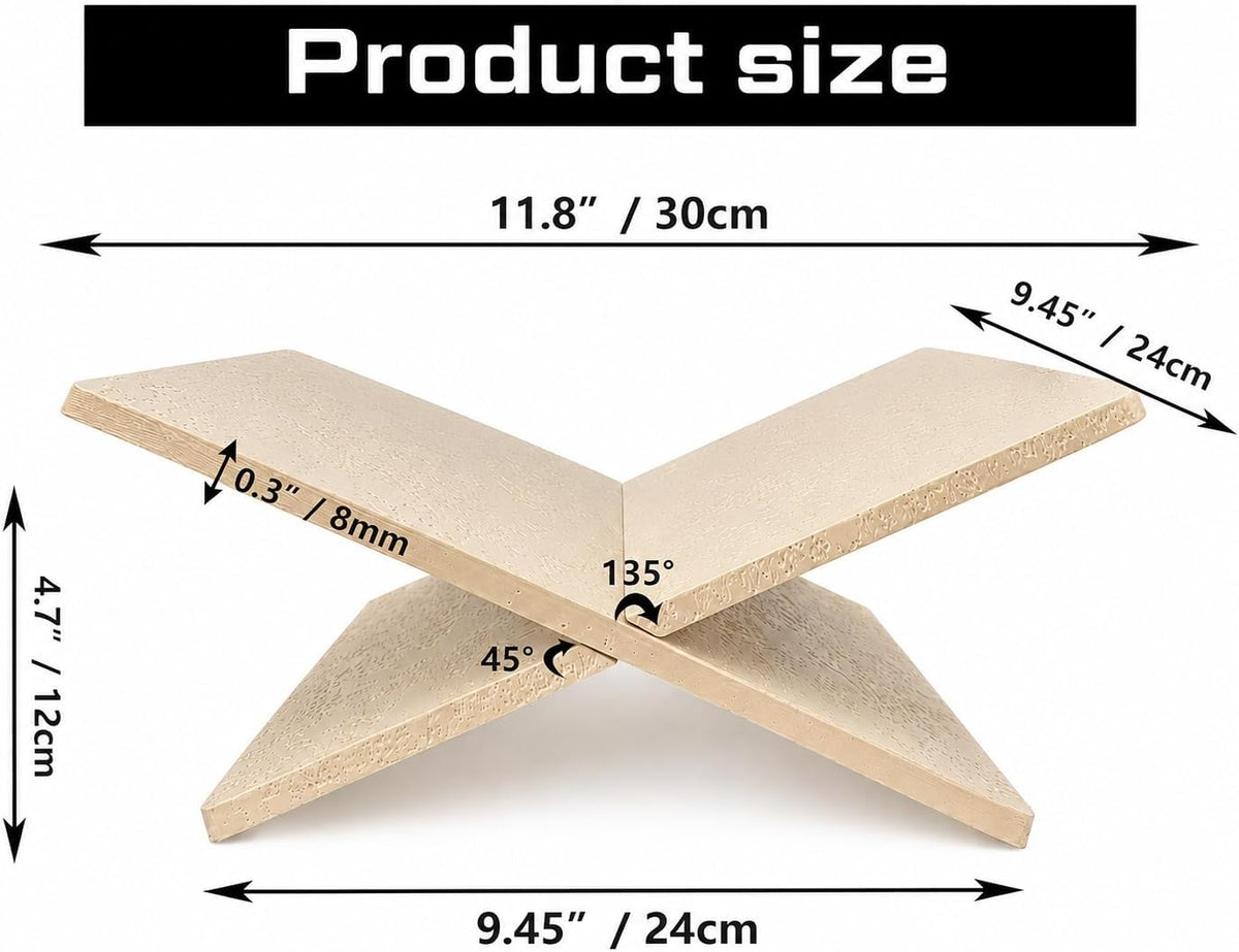 Faux Travertine Resin Book Stand, Large Open Book Holder Stand for Display & Reading, Coffee Table Book Stand for