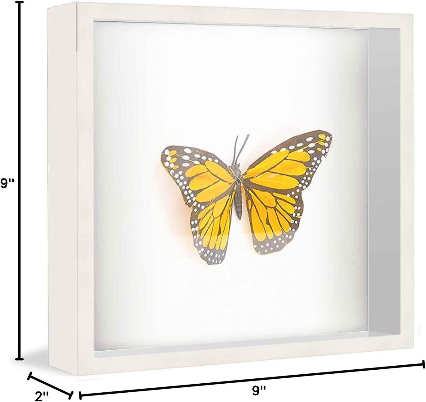 7x7 Shadow Box White Contemporary Wood Shadow Box with White Acid-Free Backing, UV Acrylic & Hanging Hardware