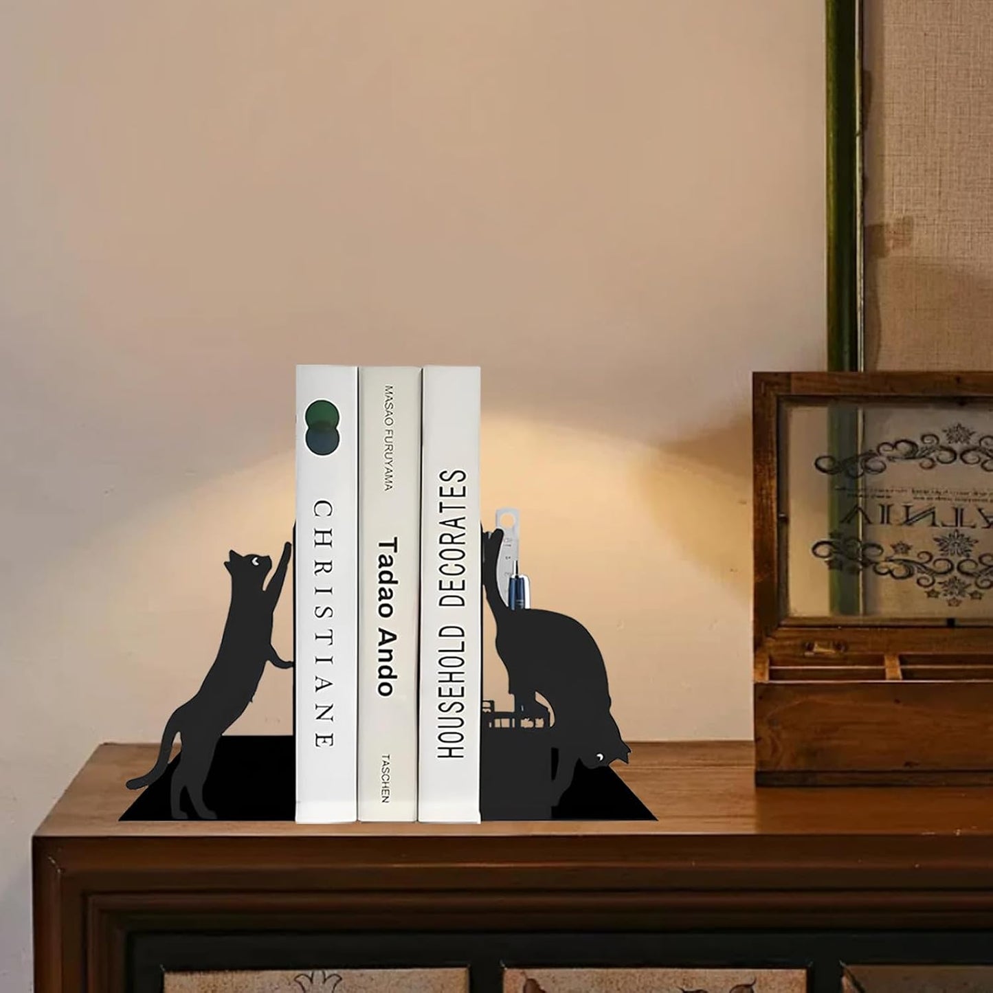 Metal Decorative Book Ends / Black Cat