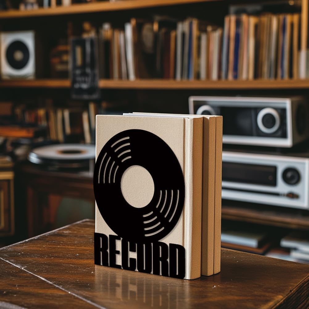 Metal Bookends / Modern Decorative Heavy Duty Study Book Support Stoppers / Vinyl Records