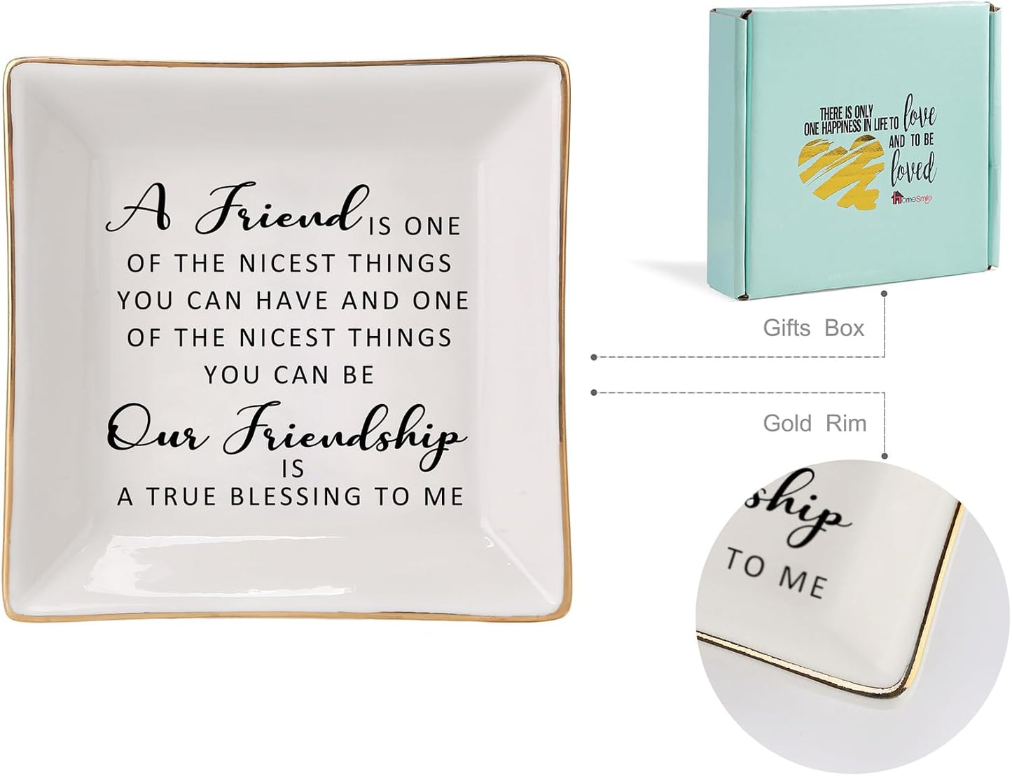 Friendship Quotes-Ceramic Jewelry Tray -A Friend is One of The / Frienship