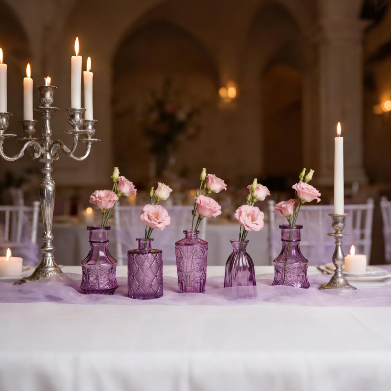 Glass Vase / Petal Petite Middle Glass Bud Vase / Purple / Set of 12