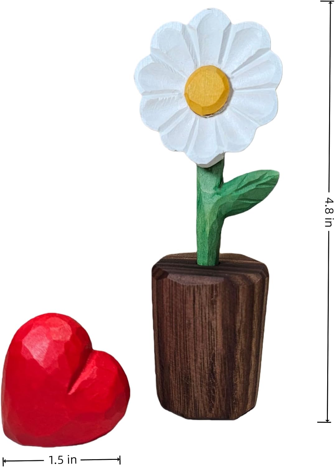 Hand-Carved Wooden Flower / White Daisy