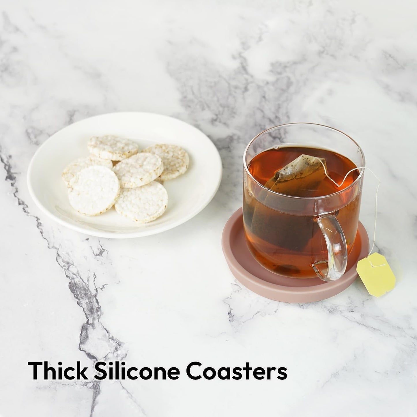 Round Bulky Cup Coasters / Pink Beige / Set of 2