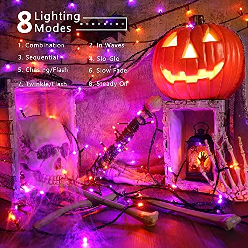Brizled LED Halloween Lights Indoor Outdoor Orange & Purple String Light
