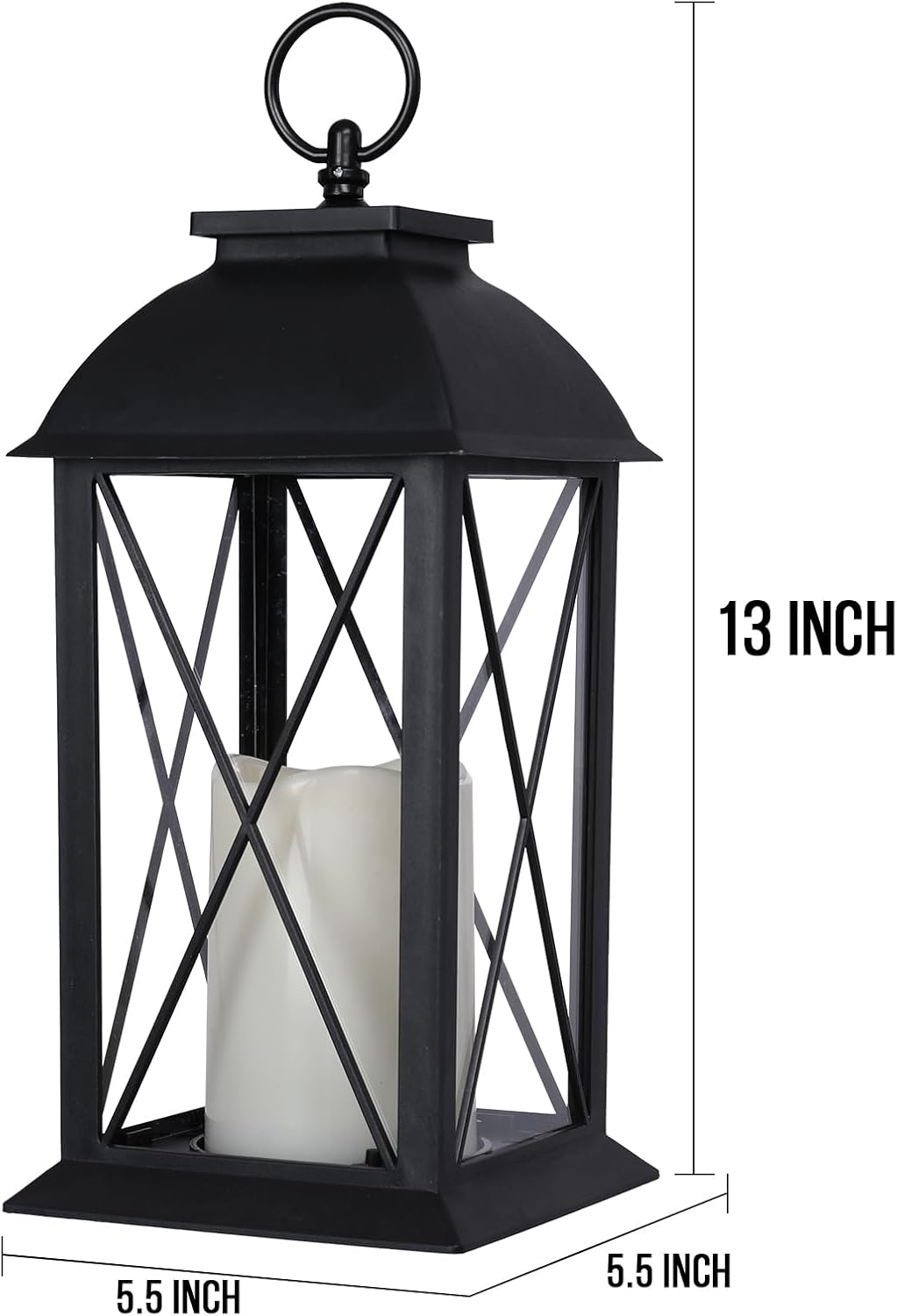 Bdor 13 Inch Outdoor Decorative Lanterns with LED Candle Timer 2 Pack Cross | Battery powered convenience, cozy