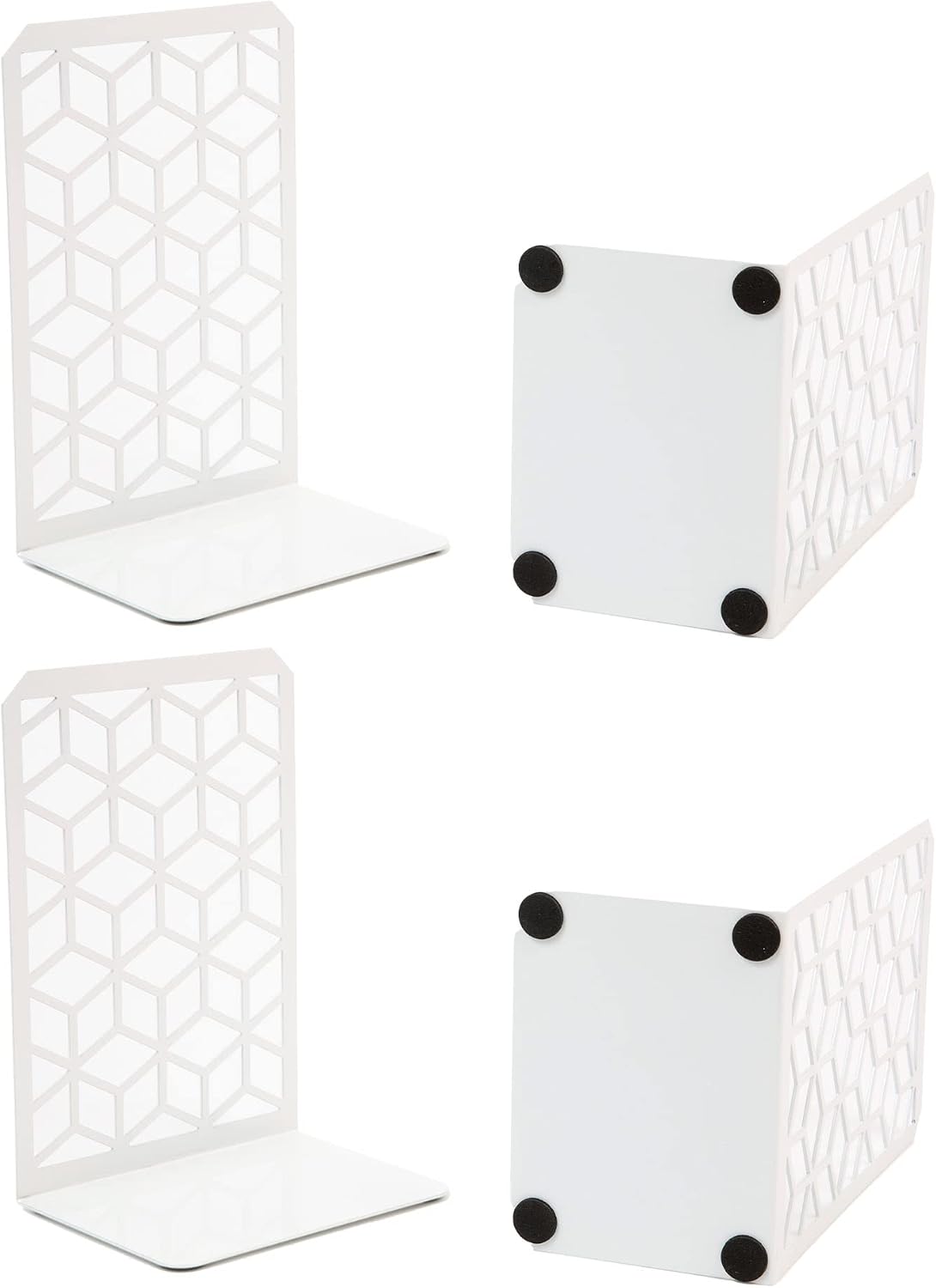 Sturdy Boho Book Stops / White / 2 Pairs