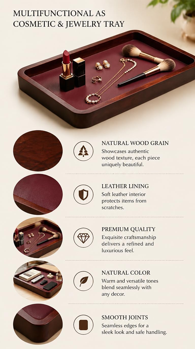 Valet Tray-Light Wood Decorative Key Tray / Brown