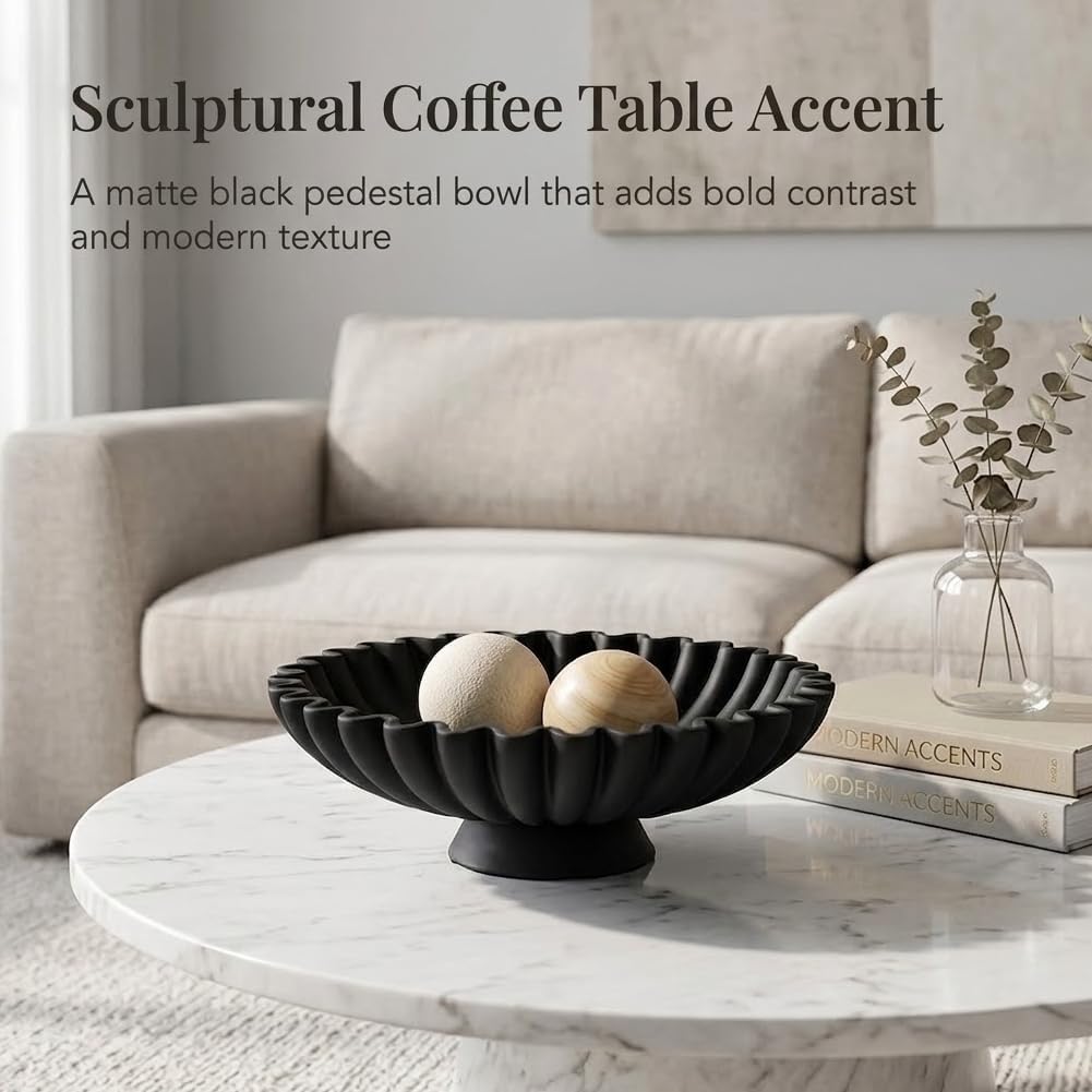 Scalloped Pedestal Bowls / Black