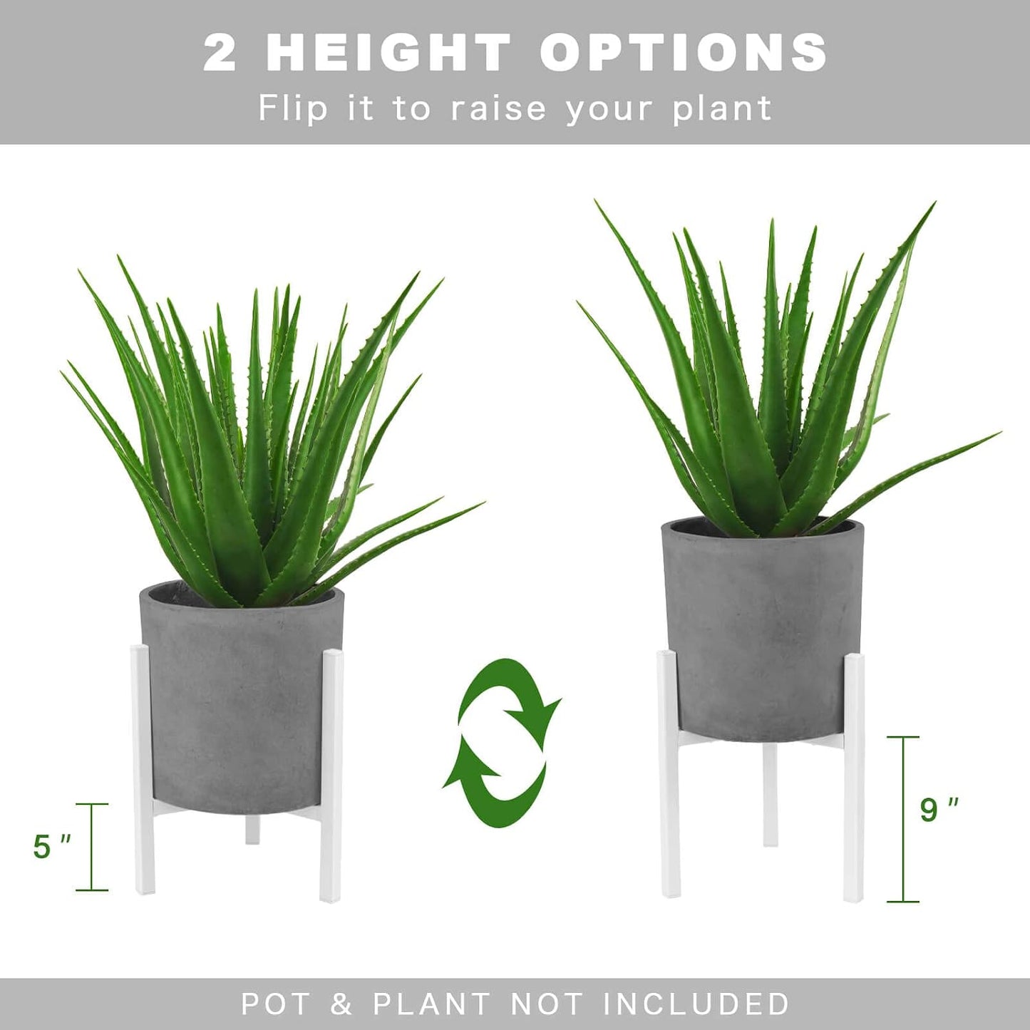 Adjustable Plant Stand Pack of 2 , Metal Planter Stands Indoor Outdoor, Mid Century Modern Plant Holder, Fit 8 10 12