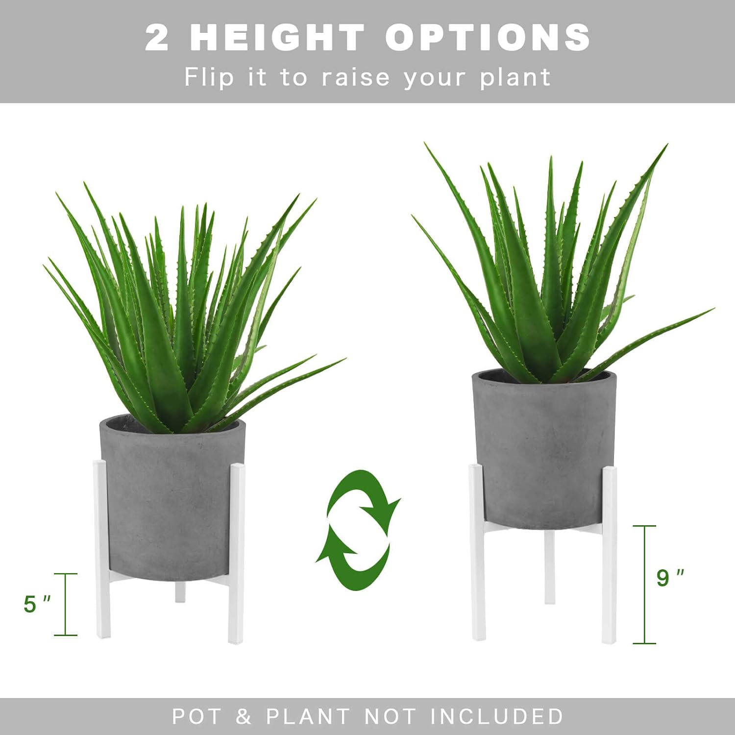 Adjustable Plant Stand Pack of 2 , Metal Planter Stands Indoor Outdoor, Mid Century Modern Plant Holder, Fit 8 10 12