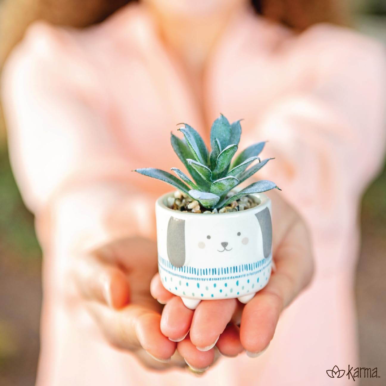 Office Plants / Artificial Faux Mini Succulents in Ceramic Pot / Mushroom