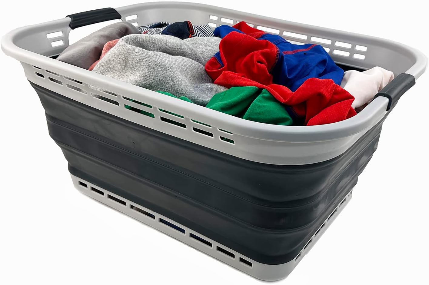 42L Collapsible Plastic Laundry Basket / Grey/slate Grey
