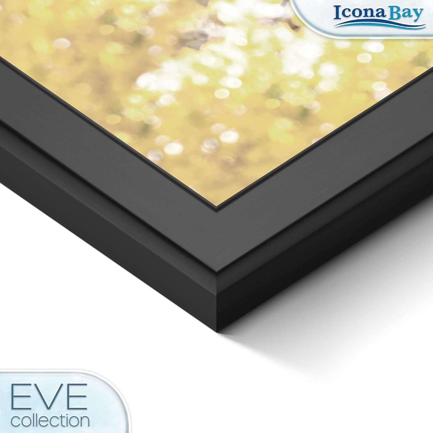 4x6 Picture Frames (Black, 3 Pack), Modern Double-Beveled Frame, Tabletop or Wall Mount, Eve Collection