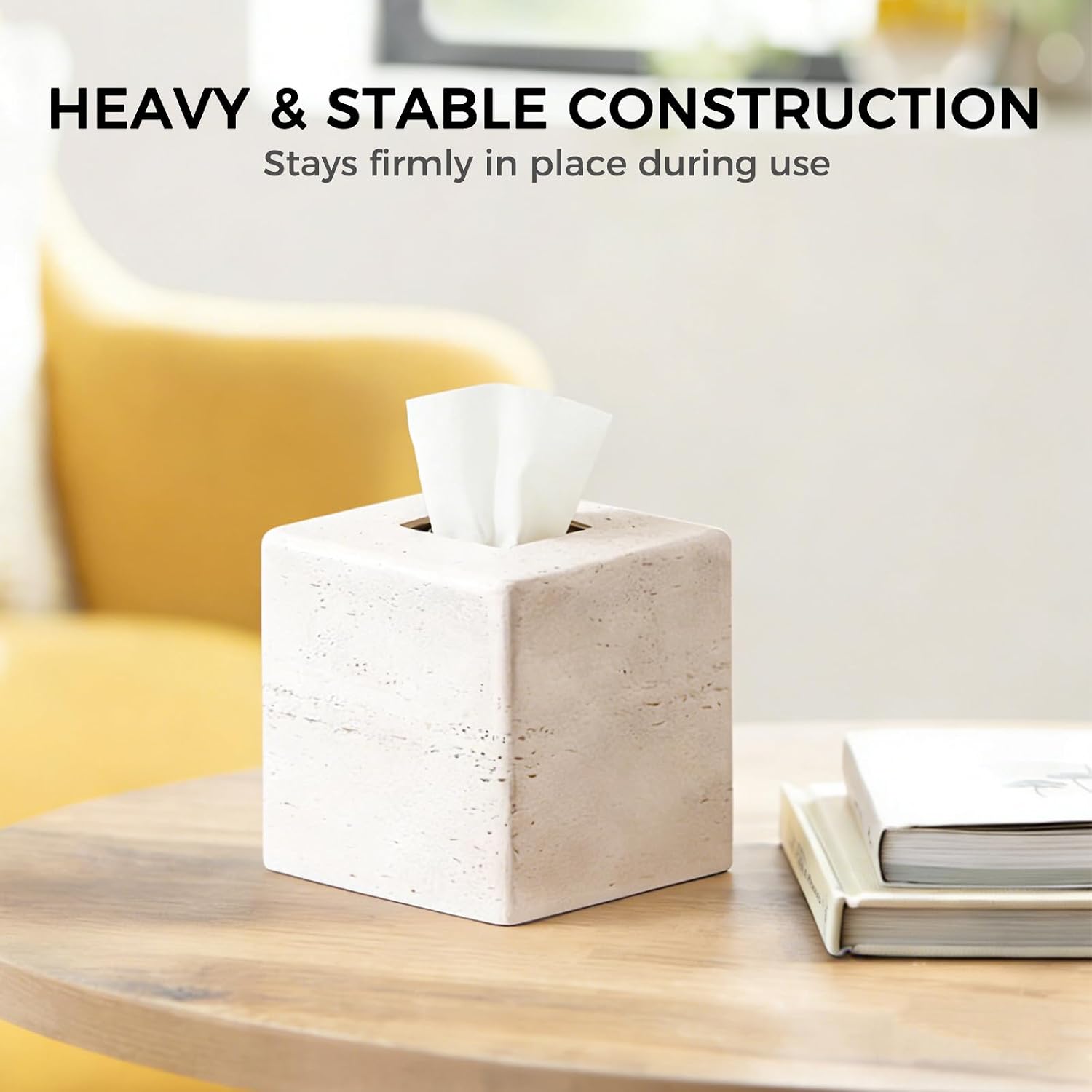 Resin Tissue Holder / Stone / White