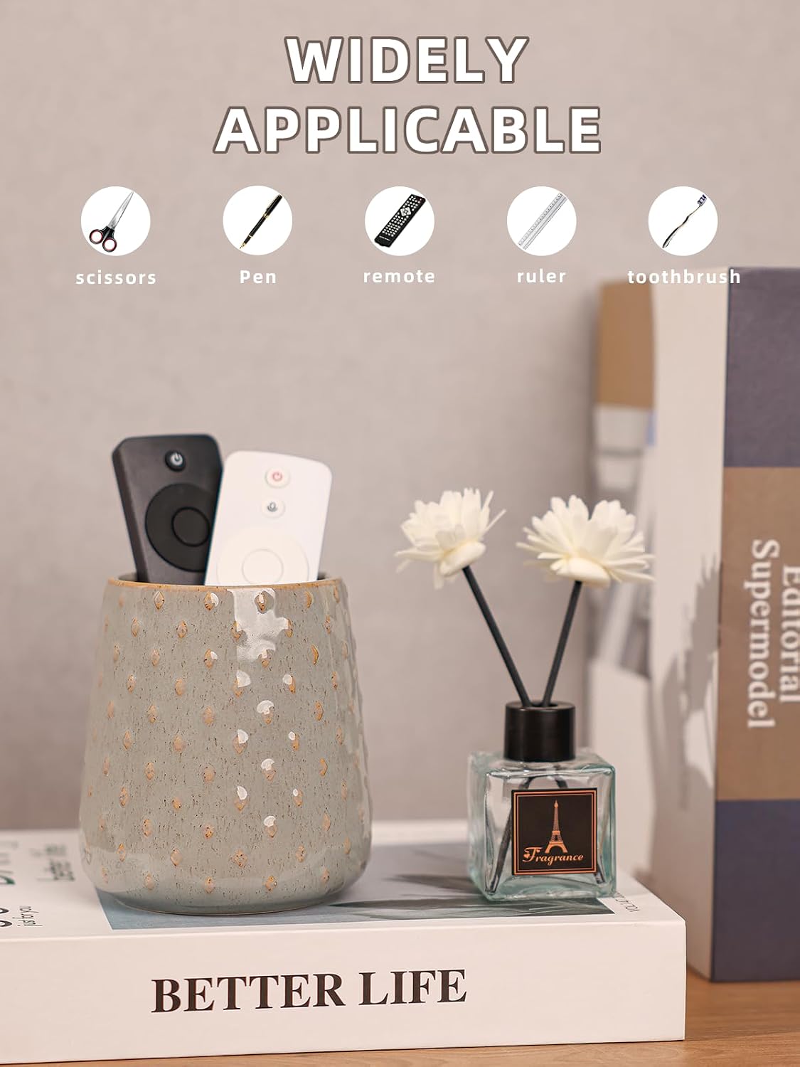 Ceramic TV Remote Control Holder / Grey