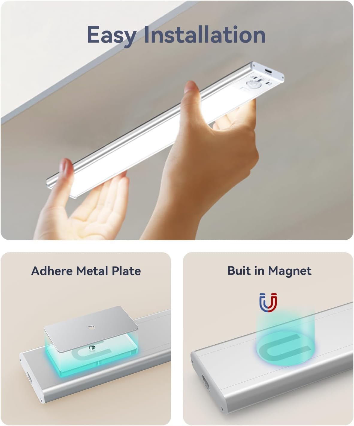 13inch Under Cabinet Lighting, 3200mAh Rechargeable Motion Sensor Light Indoor, LED Battery Operated Cabinet Lights