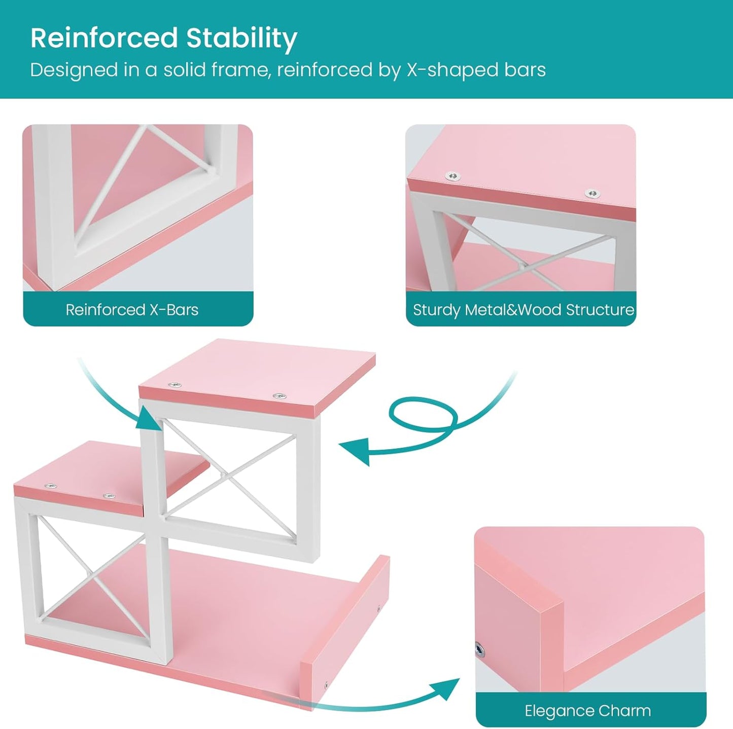 3 Tier Wooden Desk Supplies Organizers / Pink