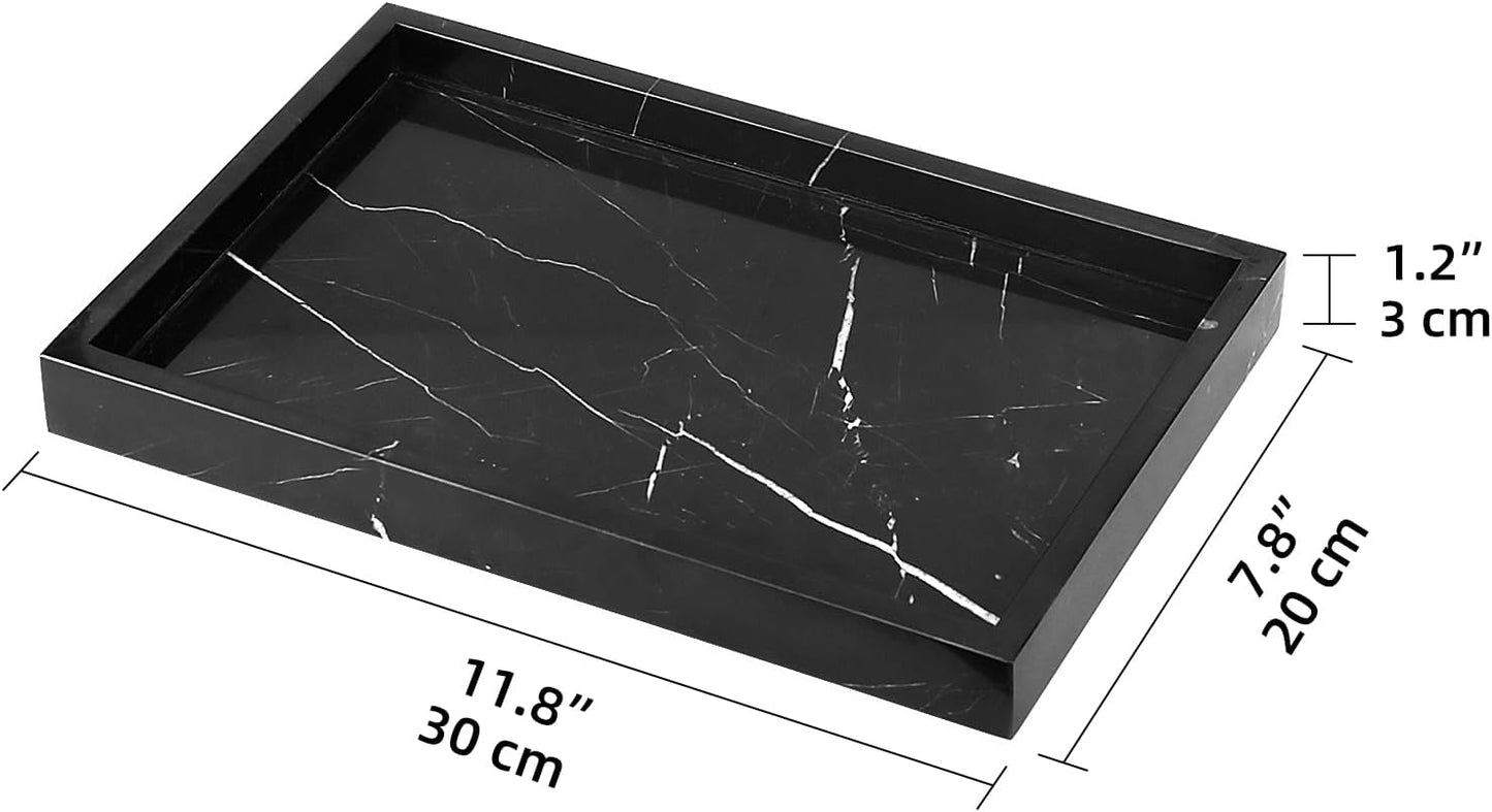 Marble Bathroom Vanity Tray / Black Marquina / 12 x 8 x 1.2