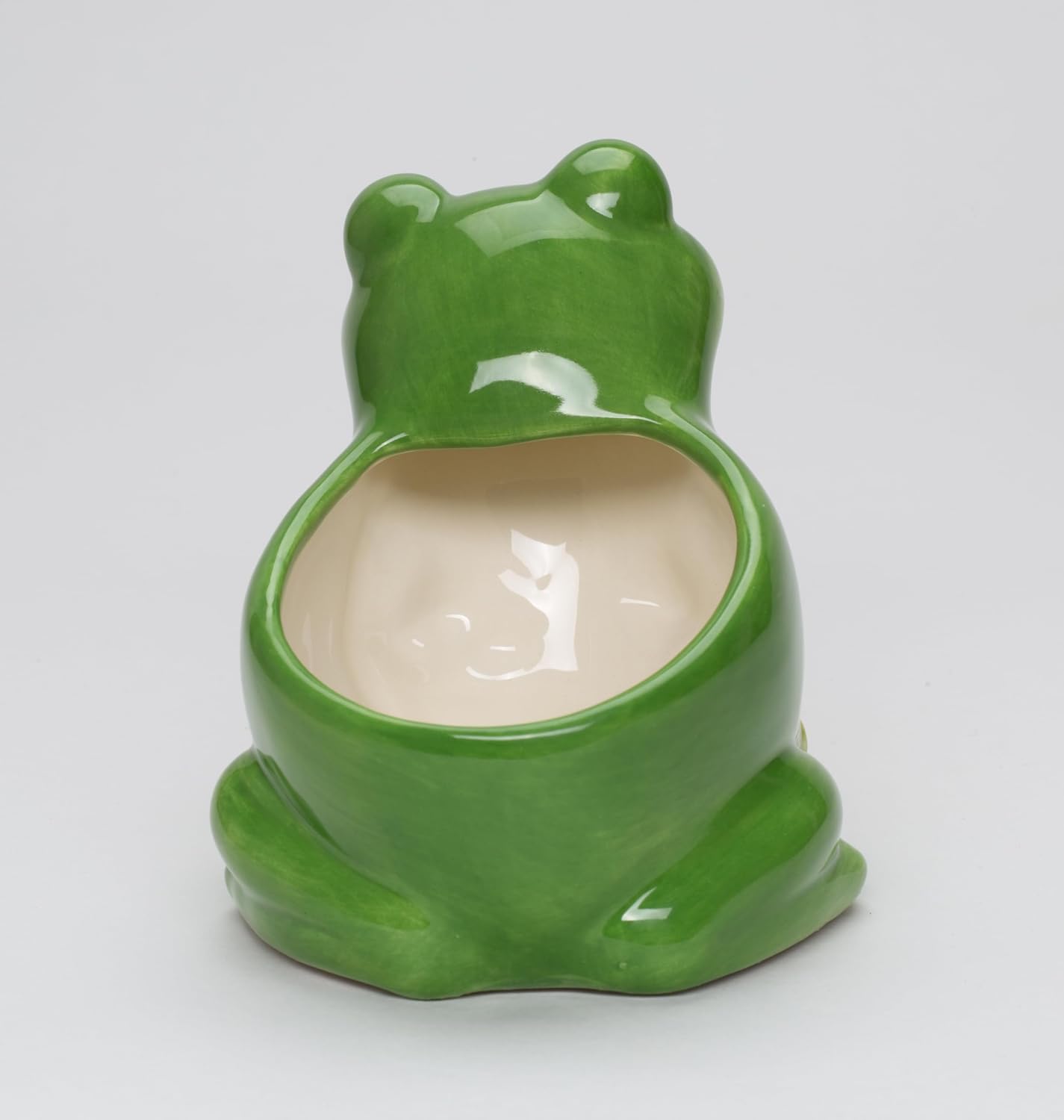 Fine Ceramic Frog and Forest Mushrooms Planter Pot Candy Dish Bowl