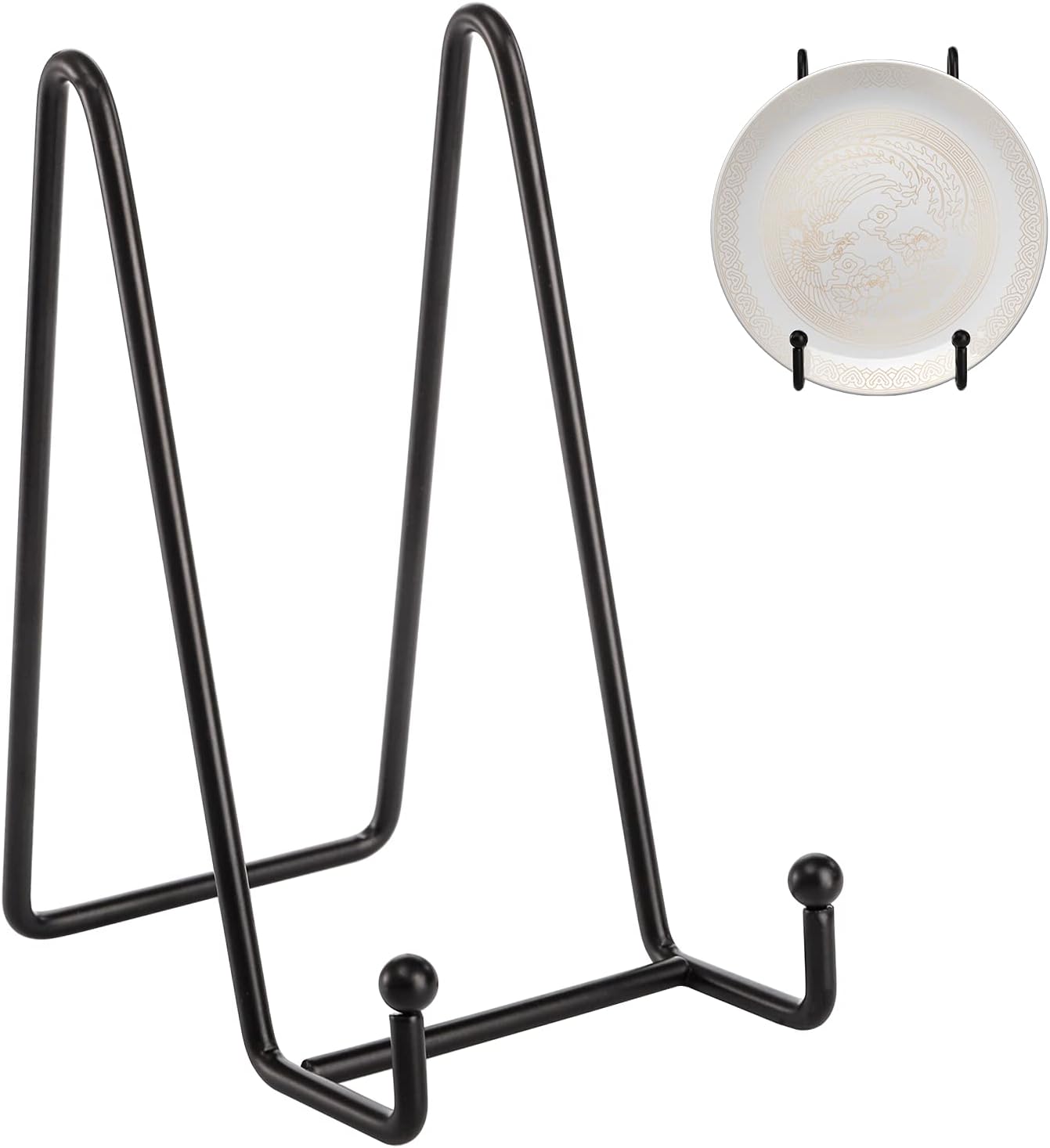 Metal Easel Plate Display Photo Holder Stand / Black / 6 Inch / Set of 8