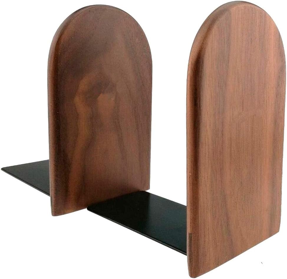 Wood Bookends / Office Book Stand / Walnut A-1 Pair / Black