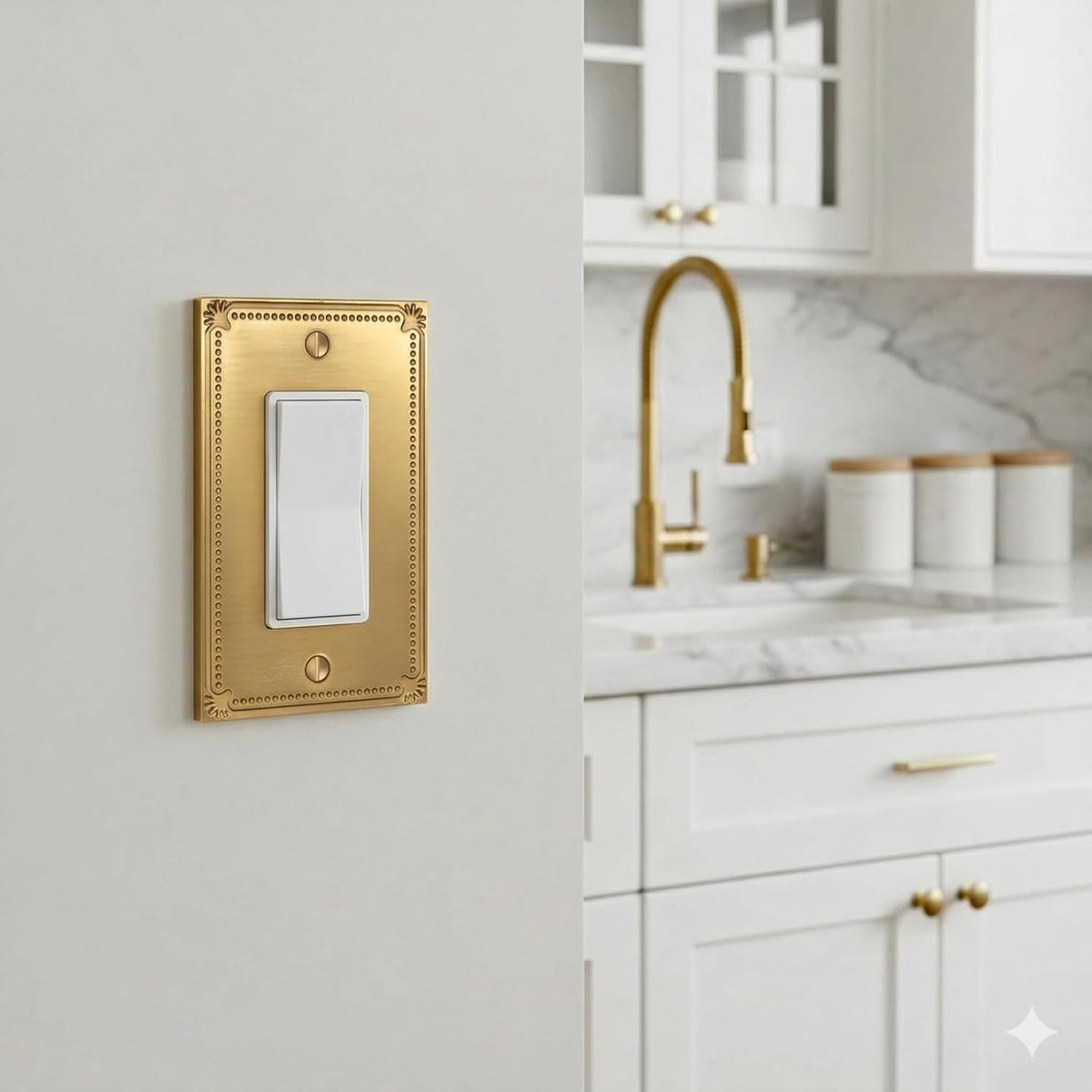 Rio Salto Rocker Light Switch Cover Plate Decorator Paddle GFCI Wall Plates Brushed Gold Metal 1 Gang Switch Plate