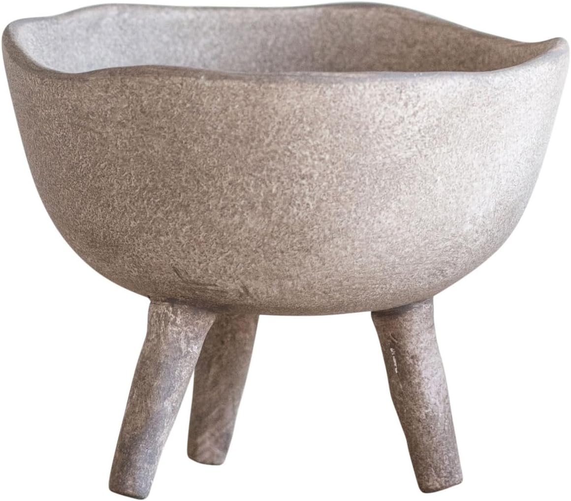 Creative Co-Op Boho Terracotta Footed Planter / Matte Taupe / Set of 4