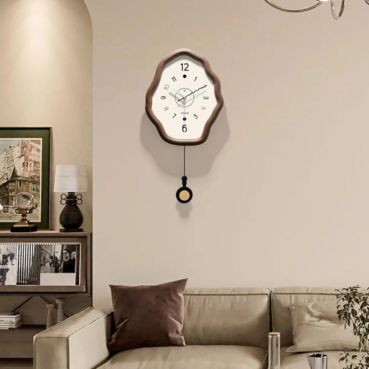 Silent Wall Clock - Large Wood Analog, 11.8"*23.6" Battery Operated Rustic Modern Farmhouse Clock for Bedroom, Living