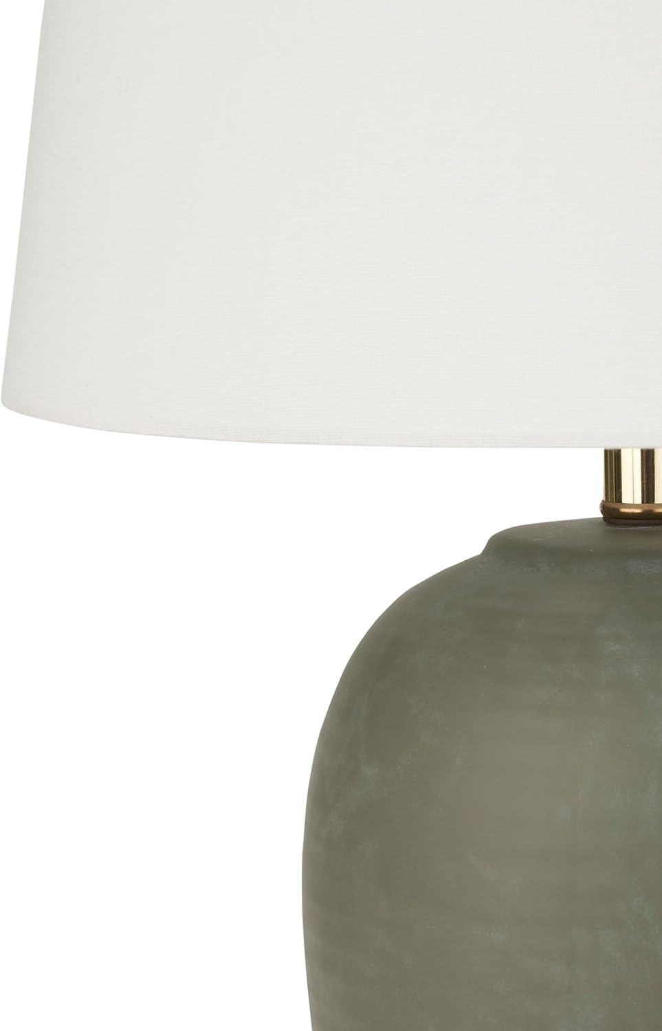 Nourison Home 23" Olive Green Ceramic Pot Table Lamp for Bedroom, Living Room, Dining Office, with White Tapered Drum