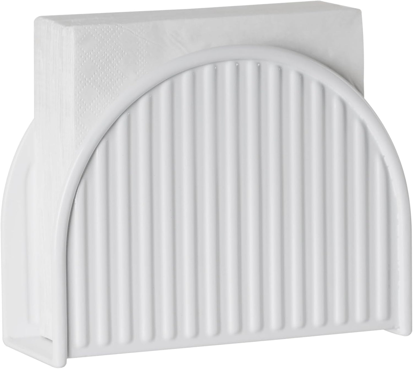 White Napkin Holder / Vertical Stripe White