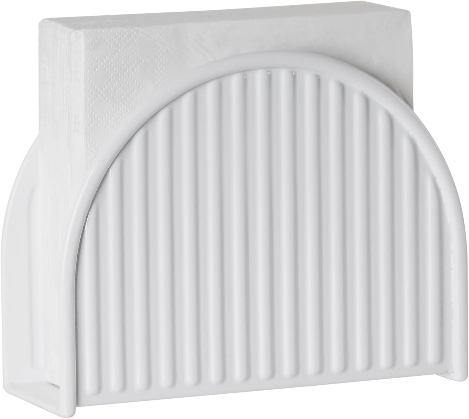 White Napkin Holder / Vertical Stripe White