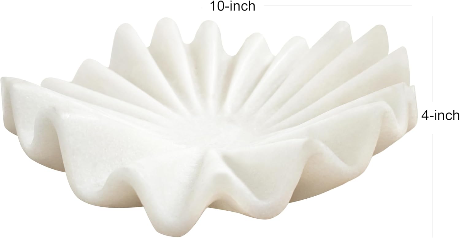 Modern Ruffled Wavy Design Centerpiece / White