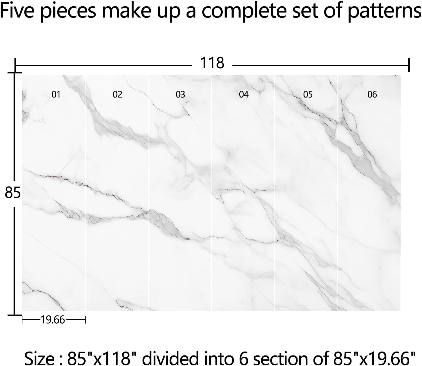 Elegant Marble Pattern self-Adhesive Mural and Light-Colored Striped / Zzsl-08 / 85 x 118 / White