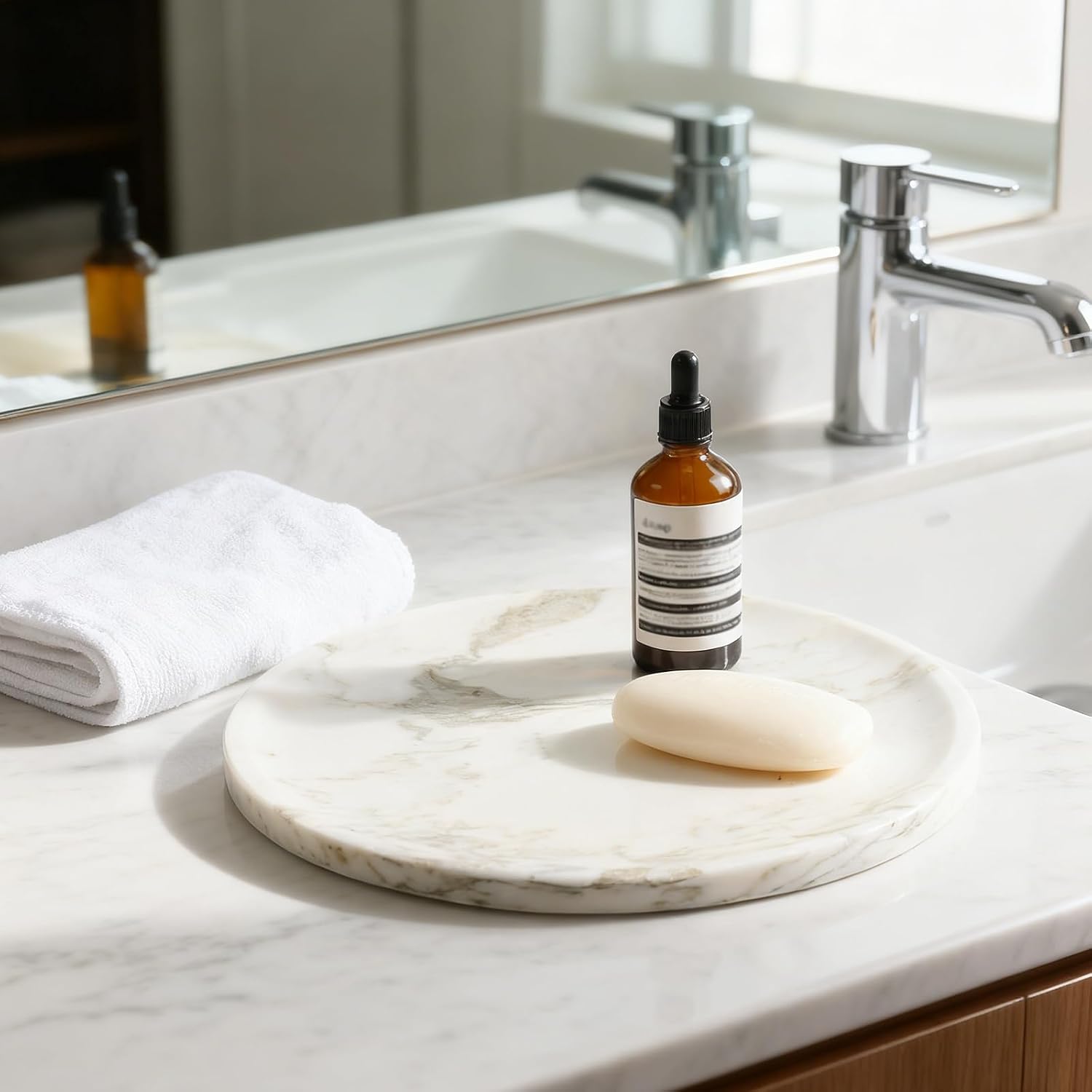 Round Vanity Tray / Calacatta Golden / 11.8 Inch
