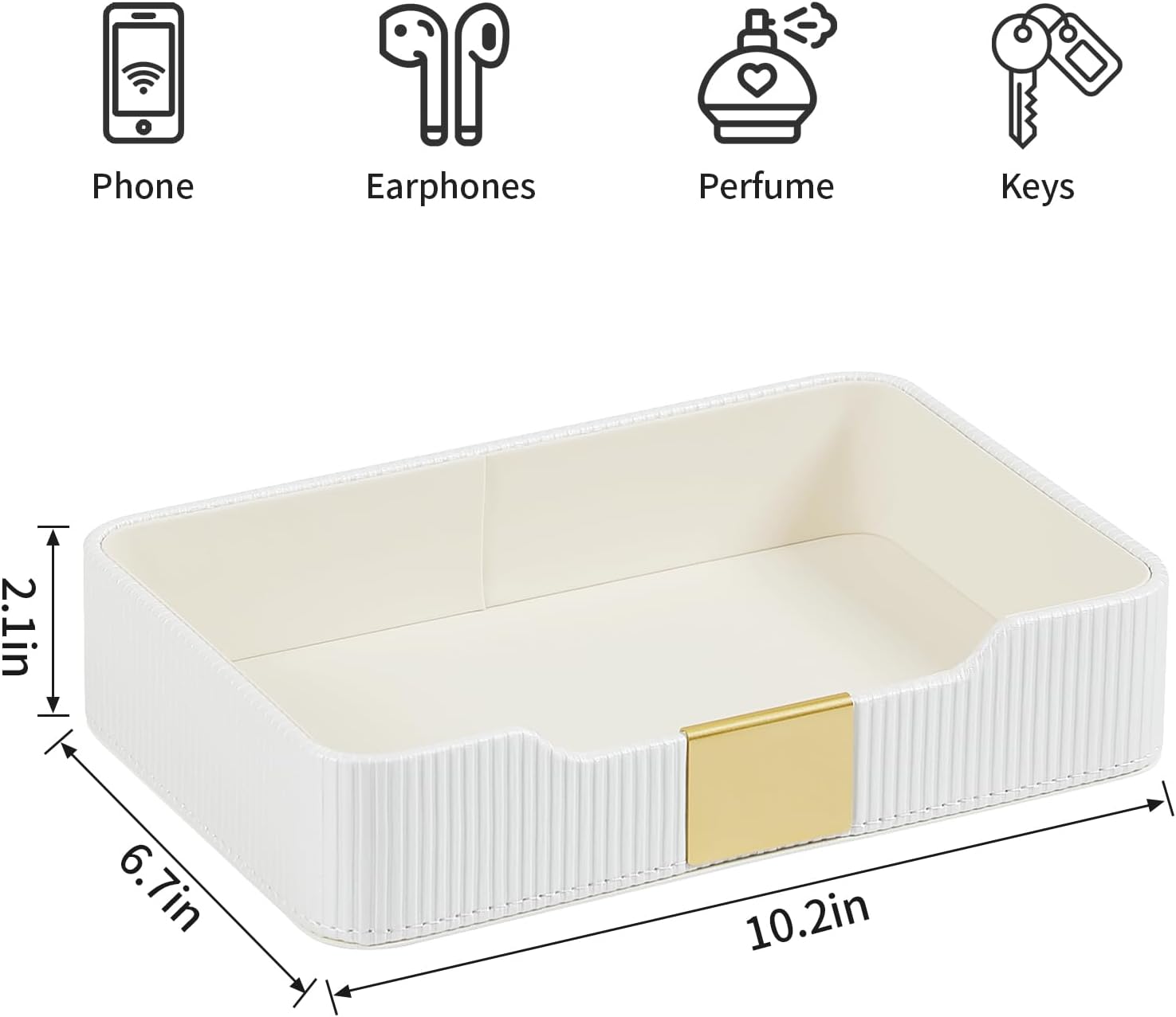 Valet Tray Desktop Storage Organizer / White