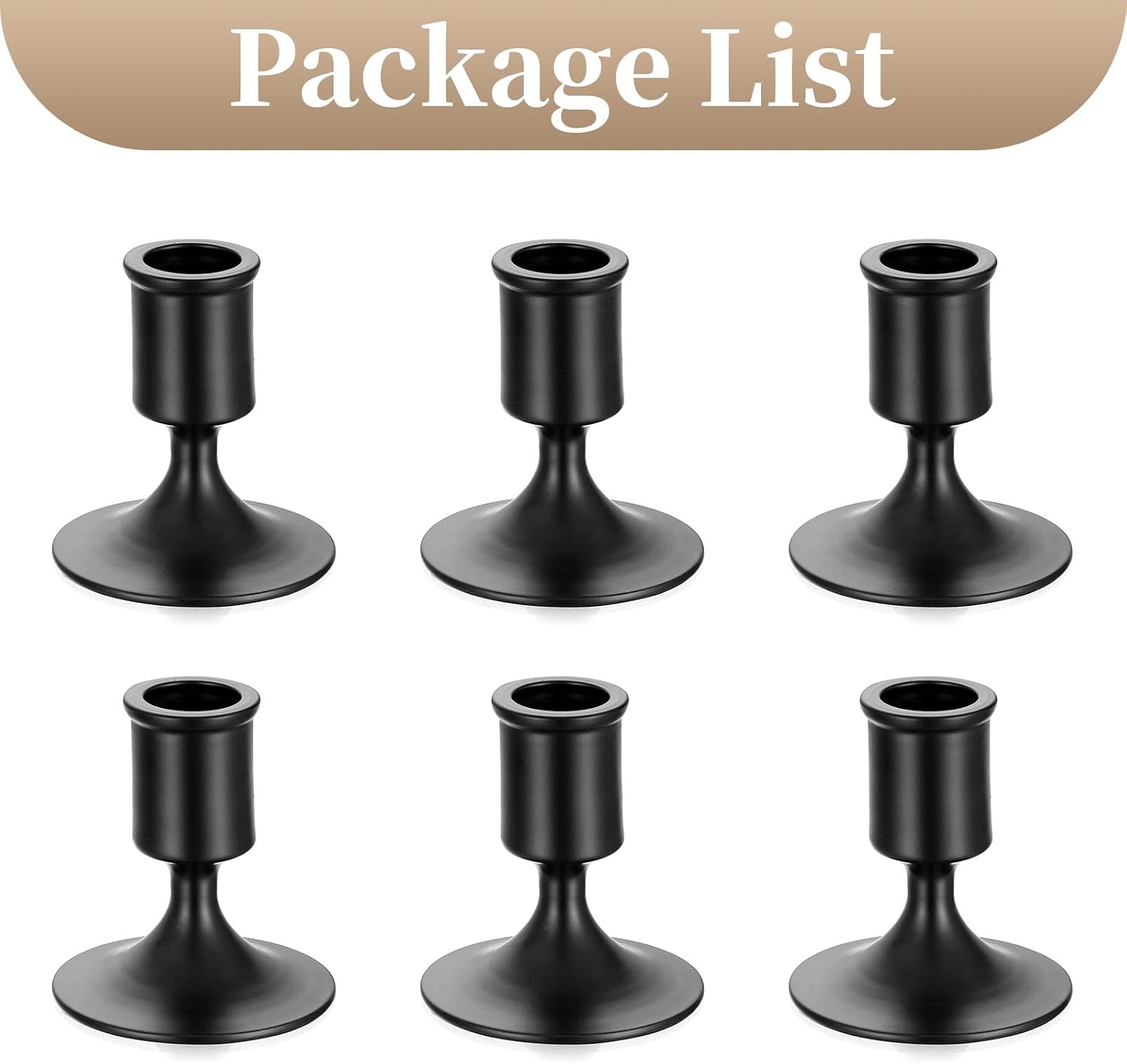 Sziqiqi Black Candlestick Candle Holders Set of 6 for Halloween Table Decor | for 0.87in Taper Candle, Bulk, for