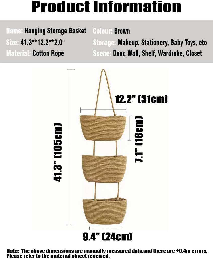 Wall Hanging Cotton Baskets / Brown