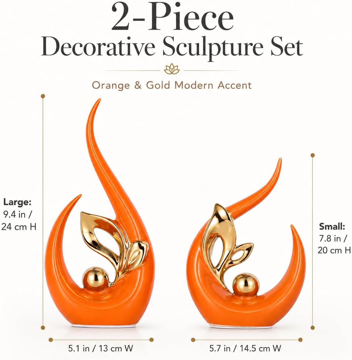 Burnt Gold Ceramic Statues / Orange