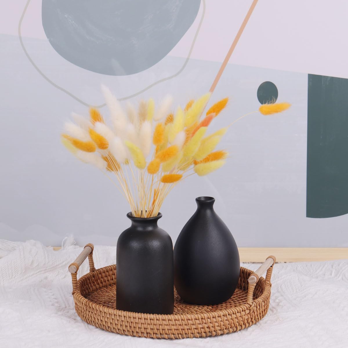Black Ceramic Bud Vases / Matte Black Set / Set of 4
