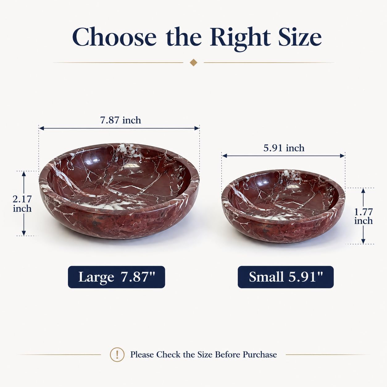 Large Decorative Marble Bowl / Purplered-7.87inch / 7.87 Inch