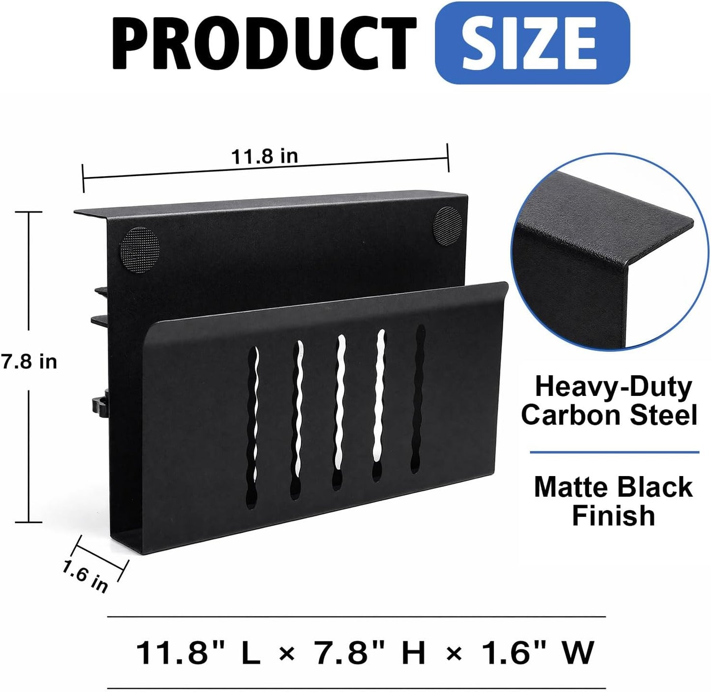 LUKETURE Desk Side Storage Laptop Holder No Drill Clamp On Organizer | Steel Side Desk Organizer, Clamp on Laptop Mount