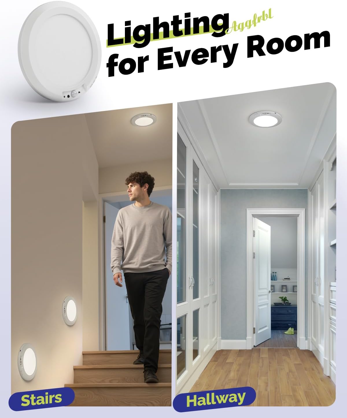 10000mAh Rechargeable LED Motion Sensor Ceiling Light with Remote | 7.09" Wireless Lights Waterproof Shower