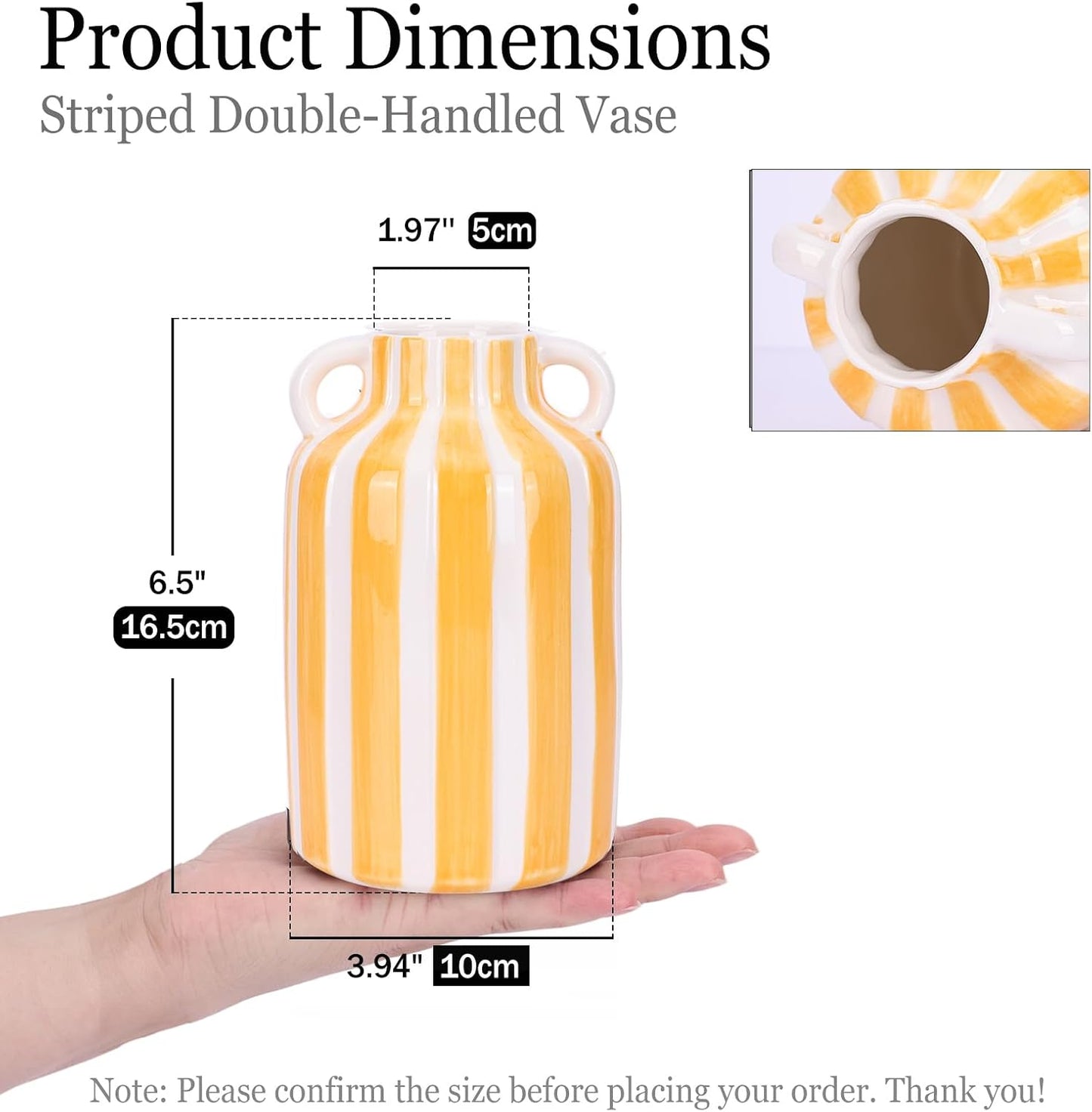 Ceramic Vase / Yellow and White