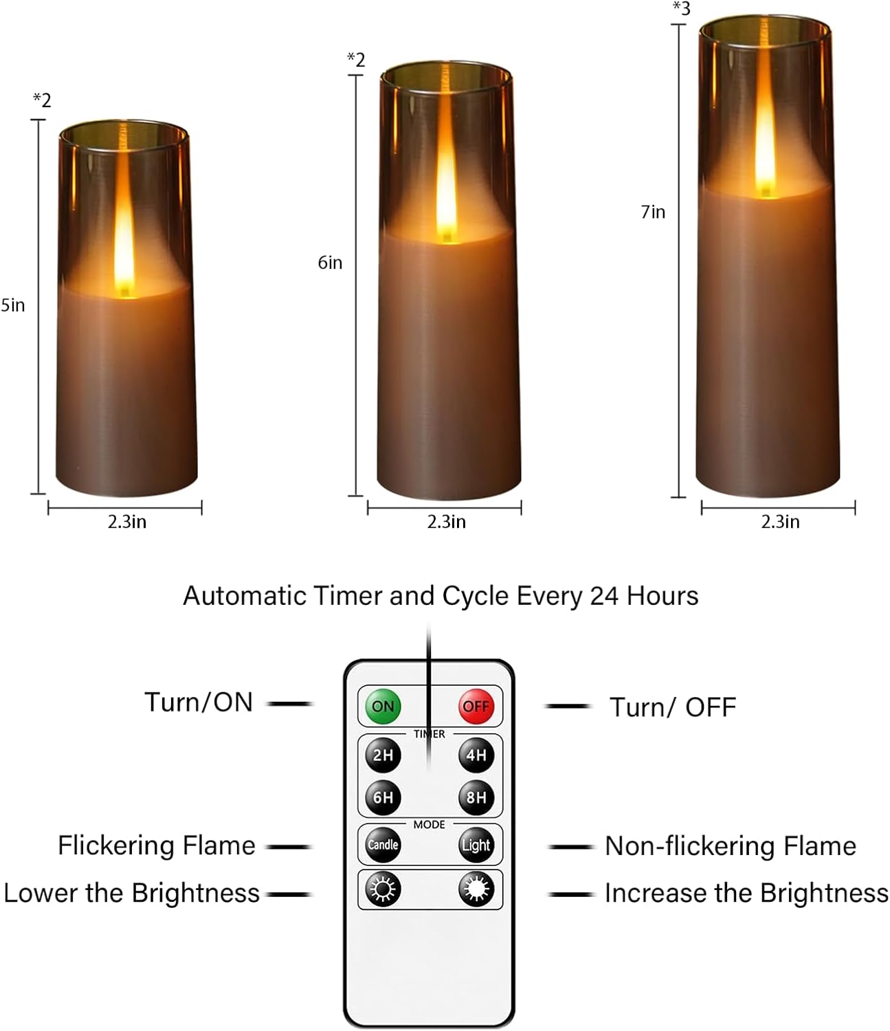 kakoya Flameless LED Candles Upgraded Realistic Flickering Flame,7Pcs Battery Operated Candles with Remote Timers,LED