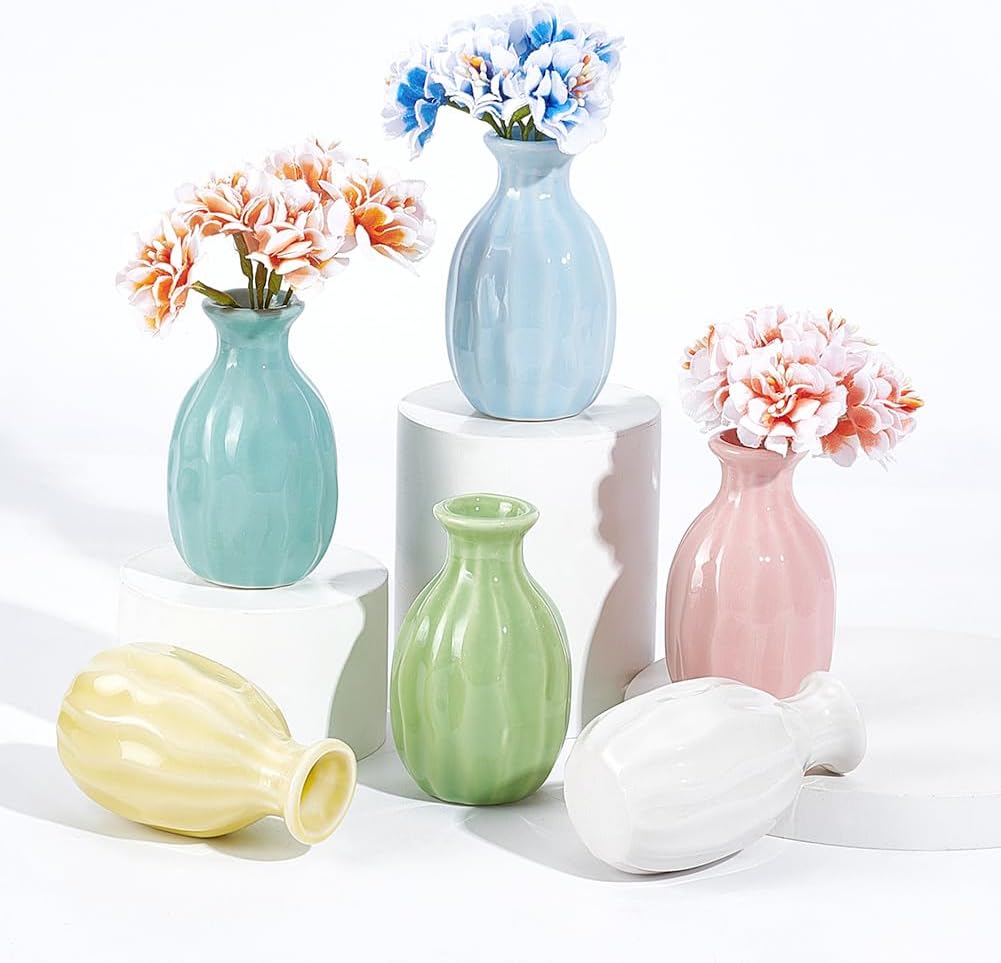 Mini Ceramic Flower Vase / 6 Colors Mini Size / Set of 6