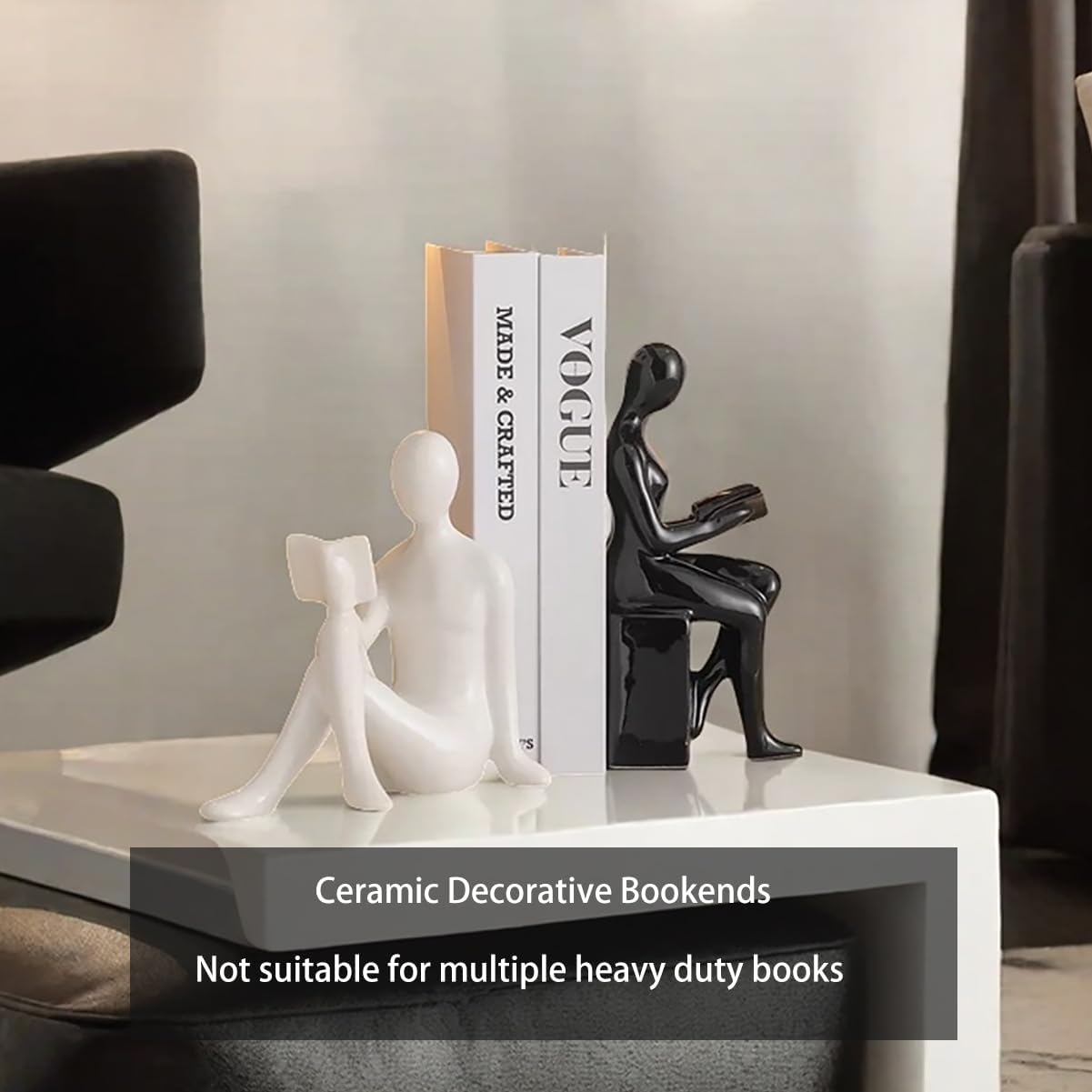 Ceramic Book Ends / White and Black
