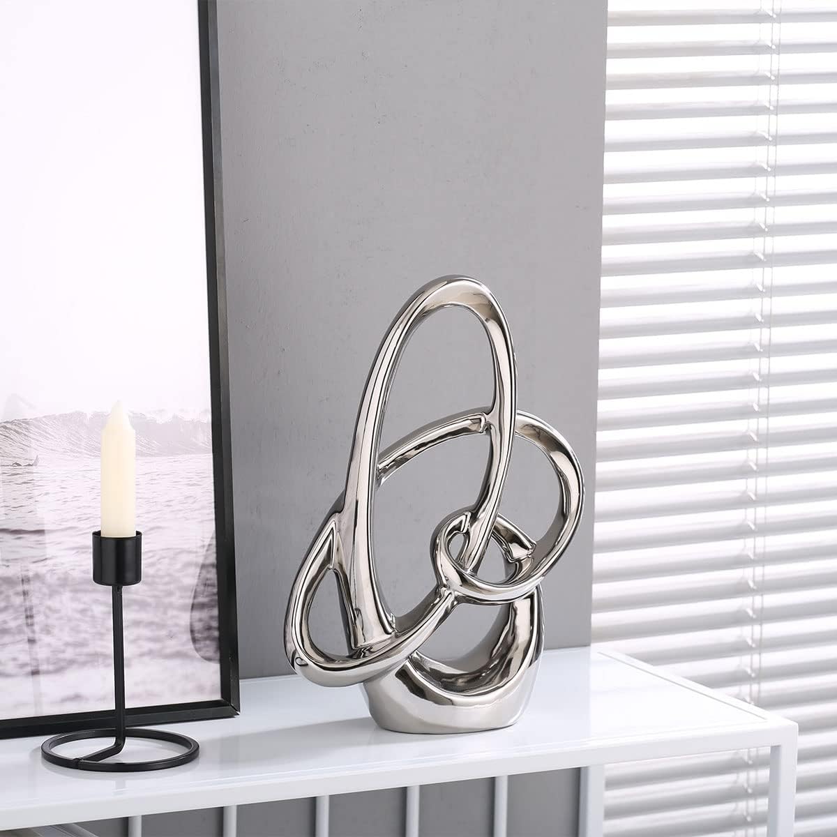 Modern Decor Ceramic Statue / Silver / Large