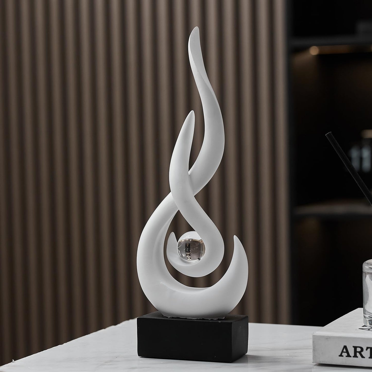 Resin Flame Statue Modern Centerpiece Ornaments / White